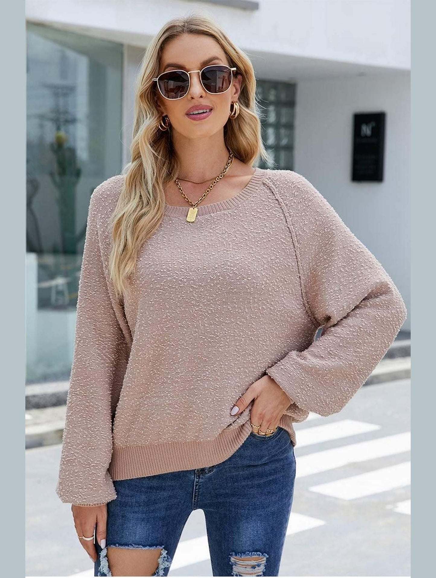 SOLID BASIC CASUAL SWEATER - Doublju