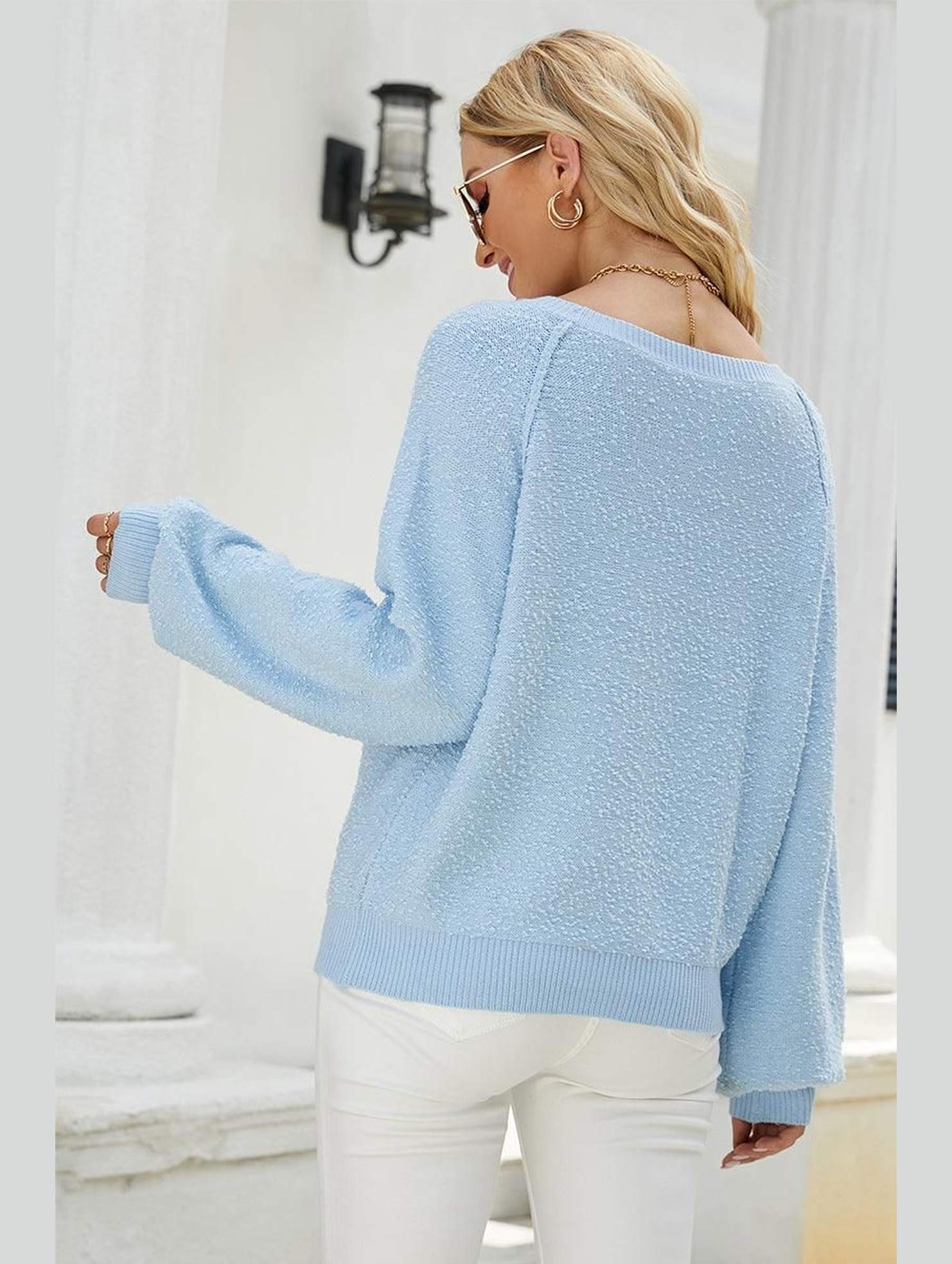 SOLID BASIC CASUAL SWEATER - Doublju