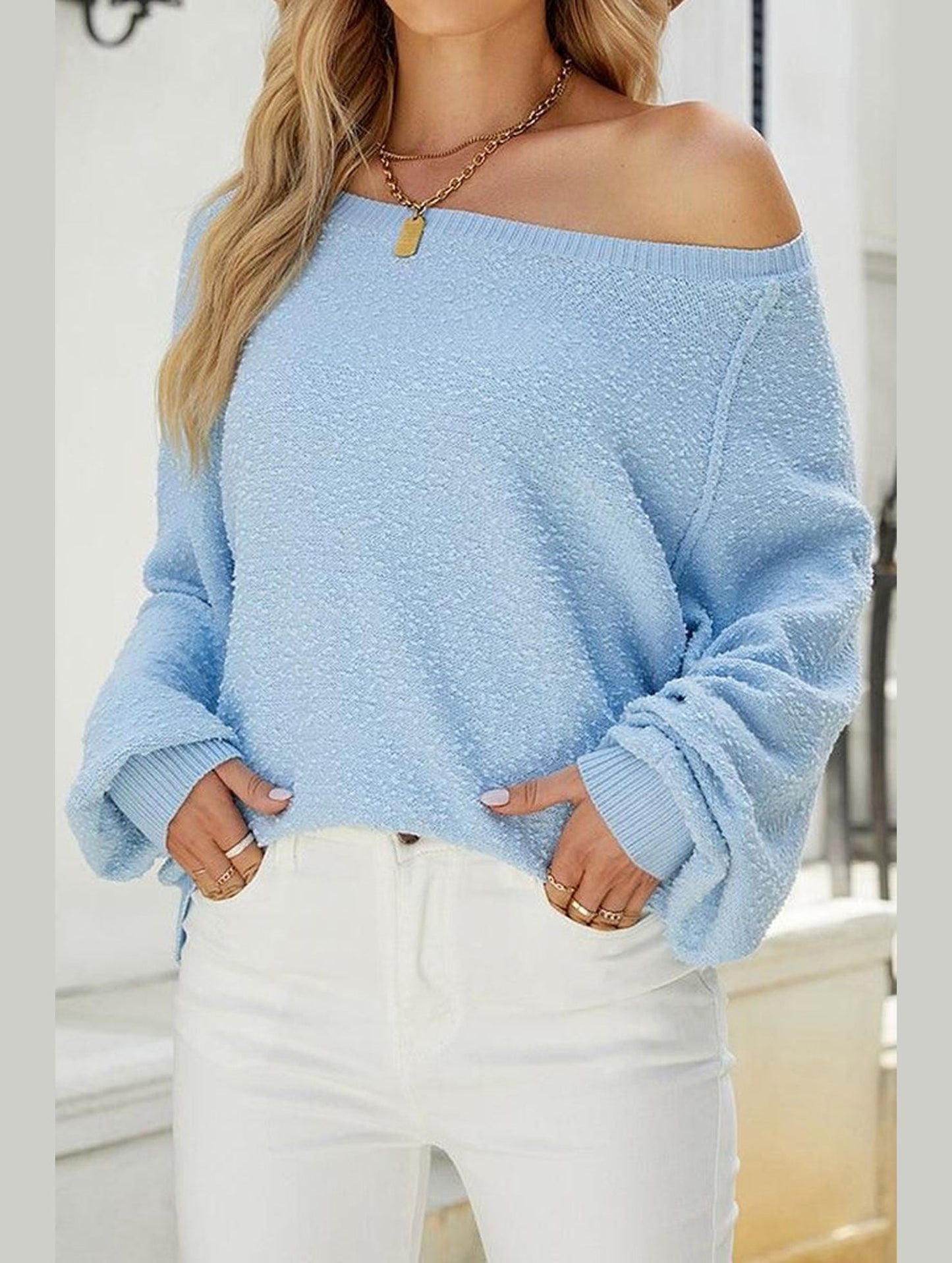 SOLID BASIC CASUAL SWEATER