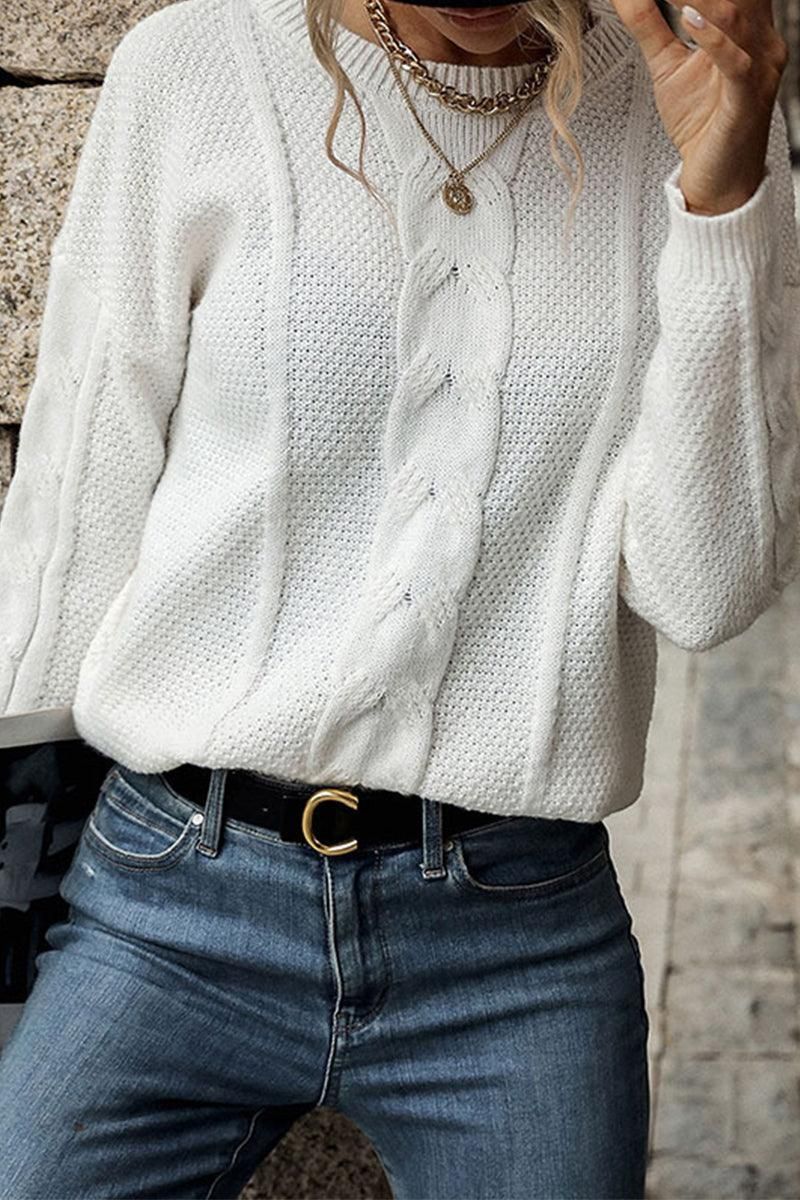 CABLE KNIT DAILY COZY SWEATER - Doublju