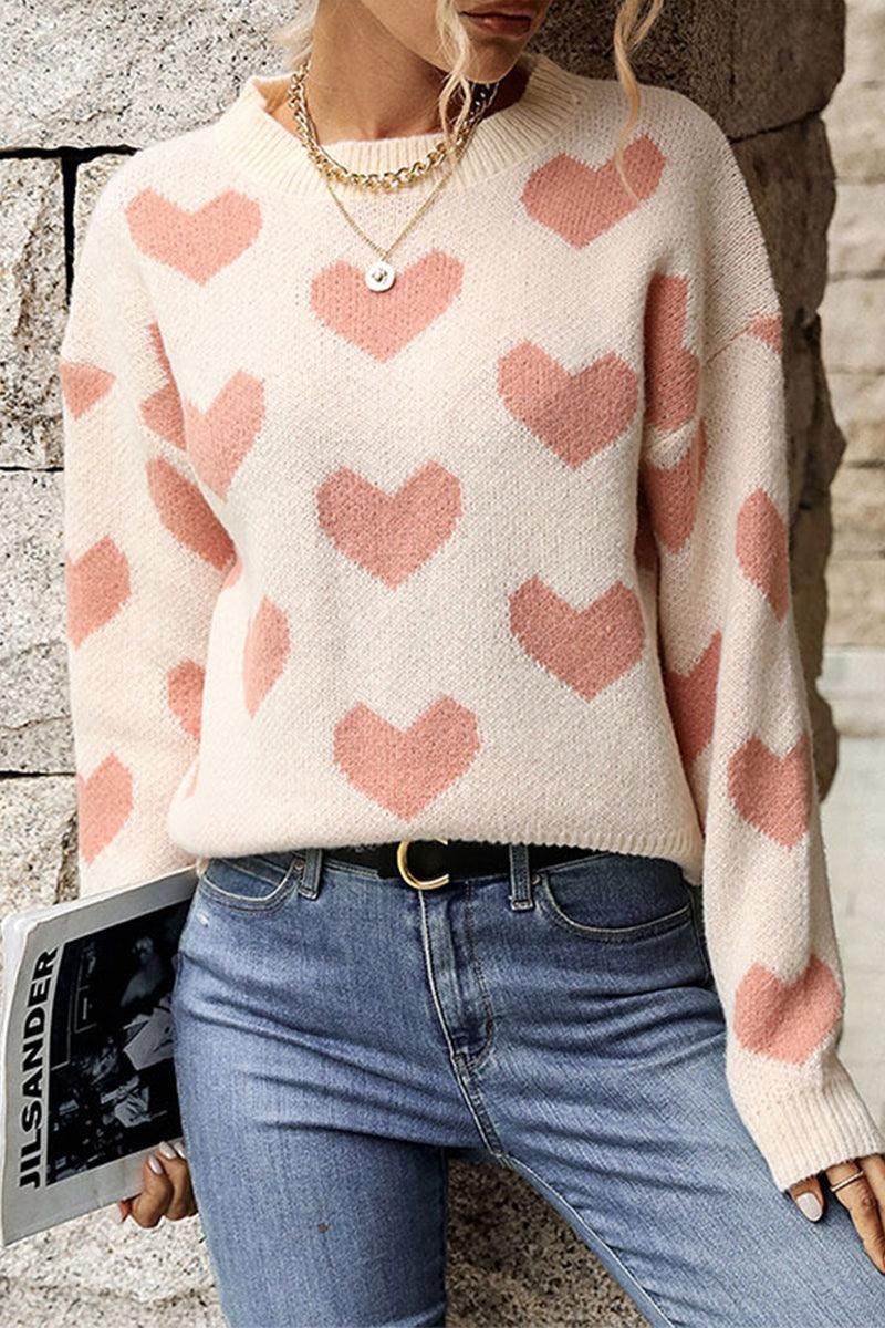 HEART PRINTING WARM CUTE SWEATER - Doublju
