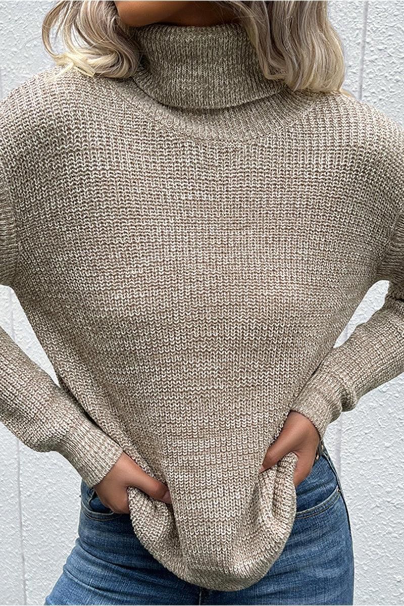 CUT OFF DETAILED TURTLE NECK SWATER - Doublju