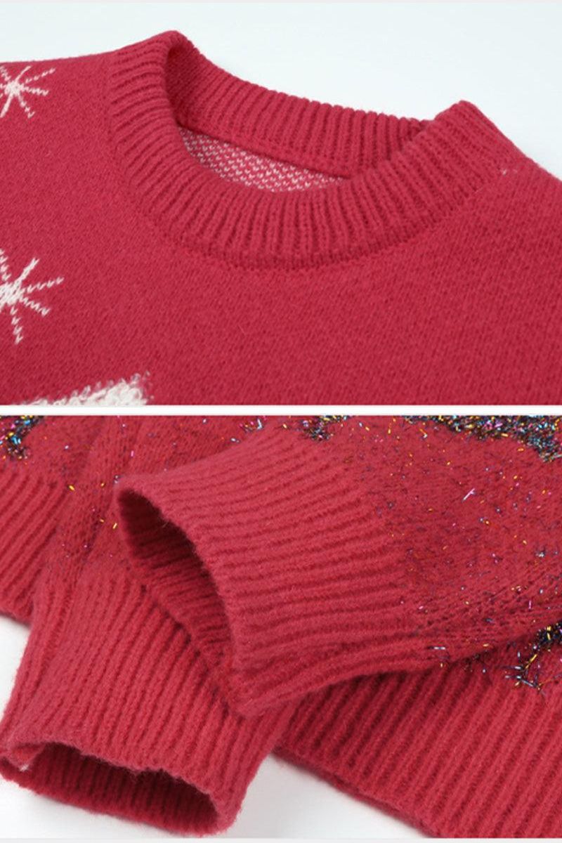 CHRISTMAS PINE TREE PRINTED CASUAL SWEATER - Doublju