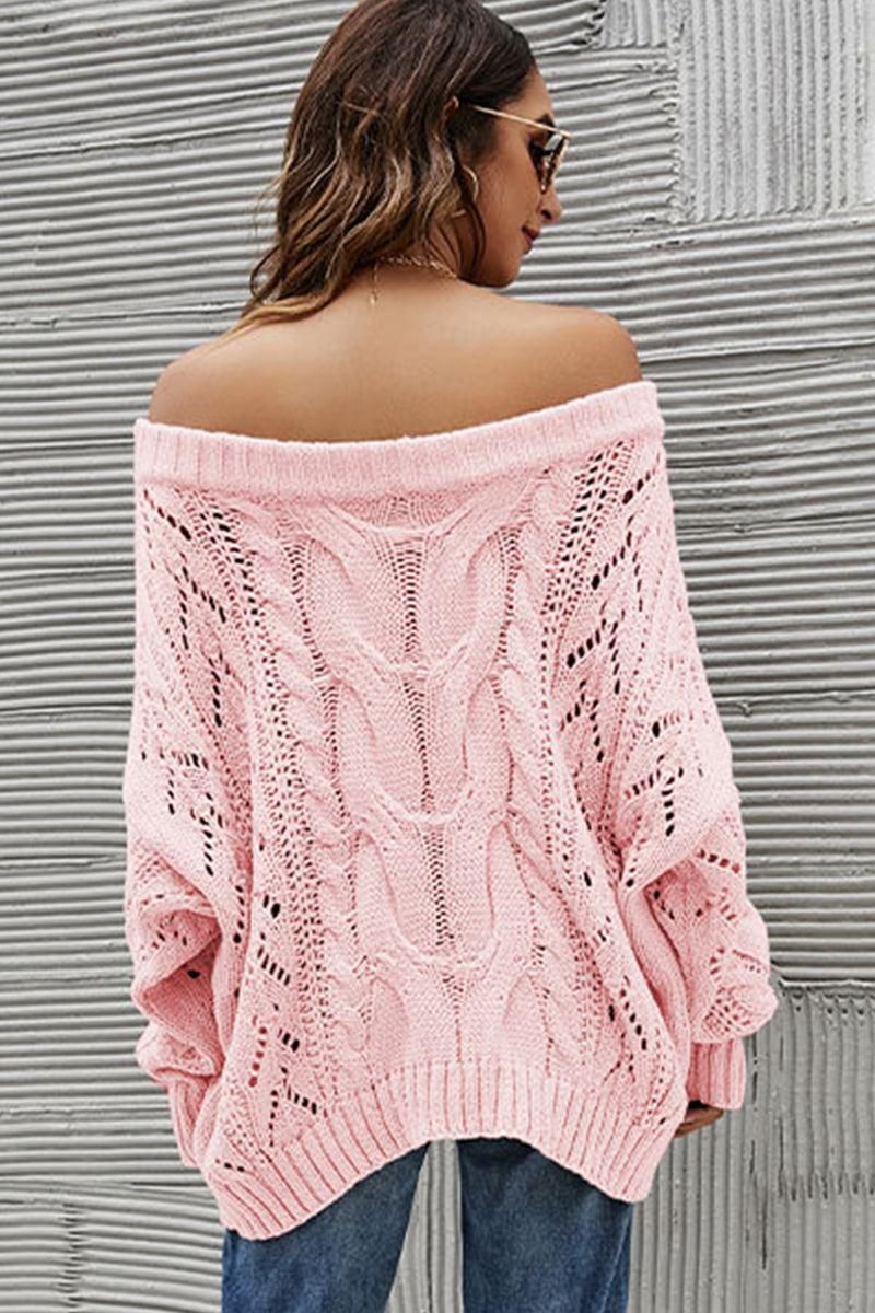 OFF SHOULDER CABLE CHUNKY KNIT OVERSIZED SWEATERï¼?00% ACRYLIC，SIZE S(2)-M(2)-L(2)-XL(2)，MADE IN CHINA，WOMEN BLAZER - Doublju