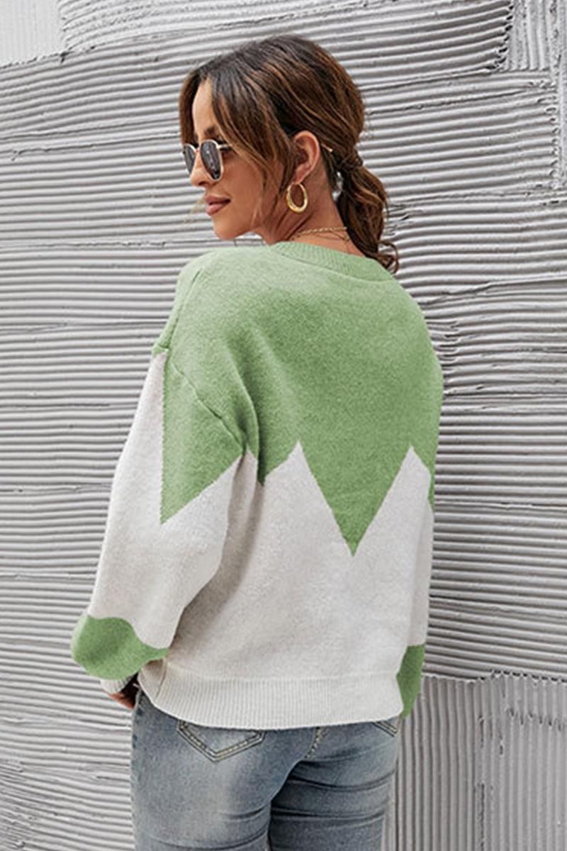 WOMEN RIBBED COLOR BLOCK PULLOVER TOP - Doublju