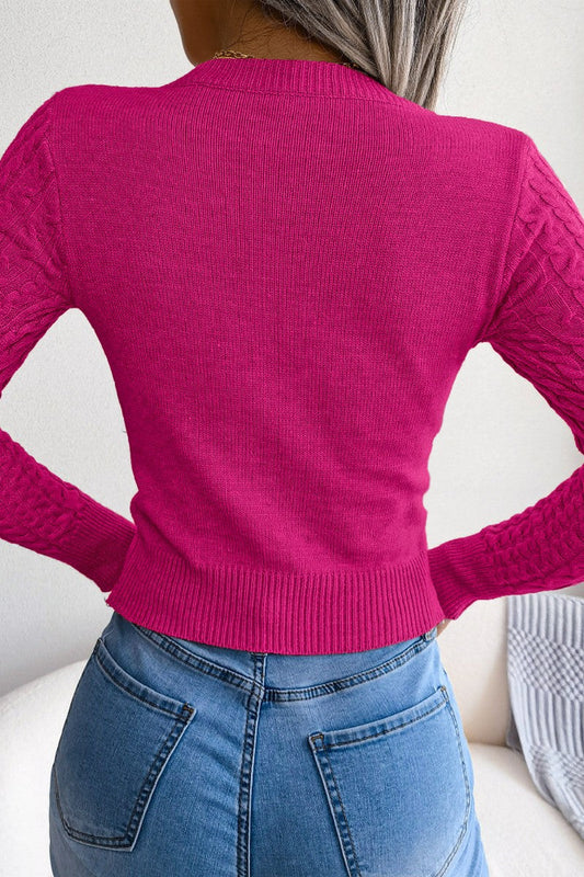 WOMEN CABLE KNIT SEXY CUT OUT TIGHT SWEATER
