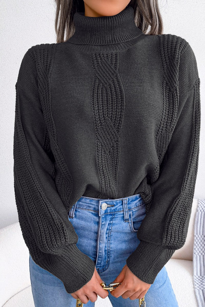 WOMEN HIGH NECK SOLID FALL WINTER CASUAL SWEATER