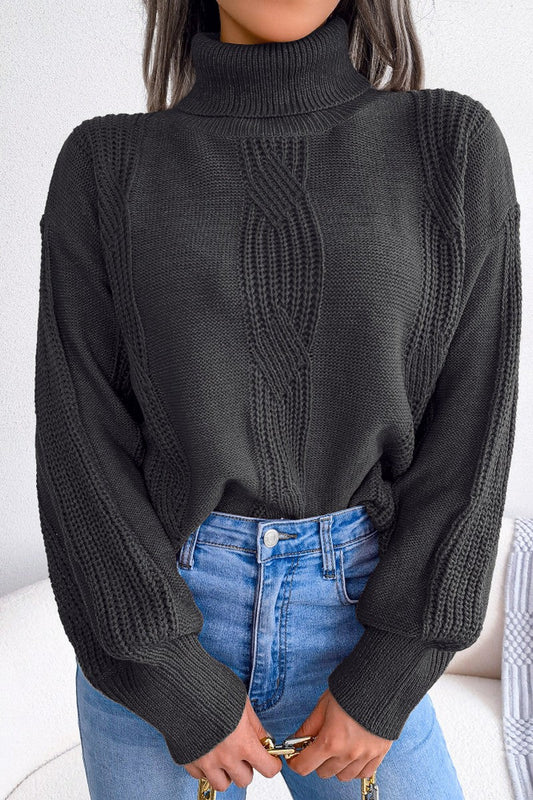 WOMEN HIGH NECK SOLID FALL WINTER CASUAL SWEATER