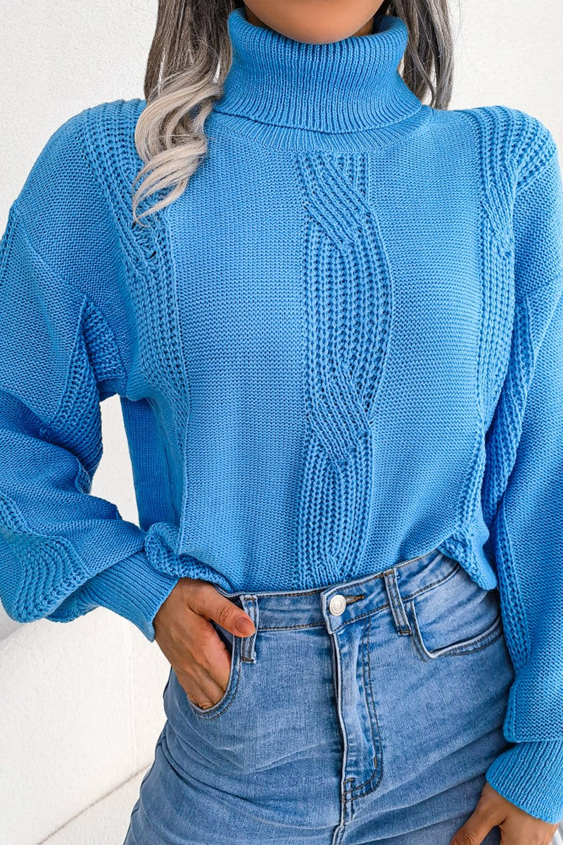 WOMEN HIGH NECK SOLID FALL WINTER CASUAL SWEATER