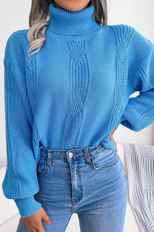 WOMEN HIGH NECK SOLID FALL WINTER CASUAL SWEATER