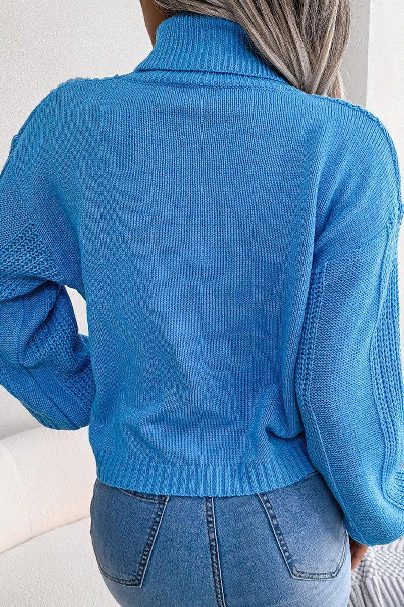 WOMEN HIGH NECK SOLID FALL WINTER CASUAL SWEATER