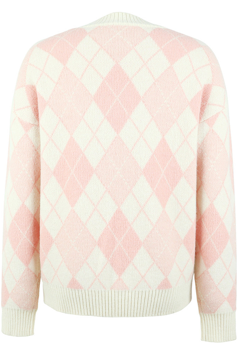 WOMEN RIBBED LONG SLEEVE CREW NECK CASUAL SWEATER