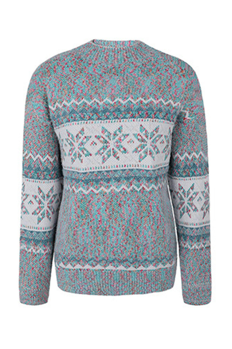 WOMEN X MAS SNOW PATTERN HIGH NECK WARM SWEATER