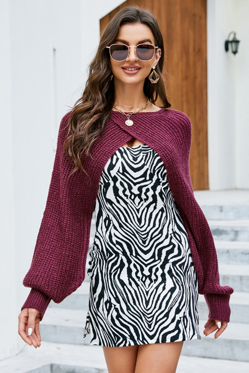WOMEN LOOSE FIT KNITTED SHRUG CARDIGAN