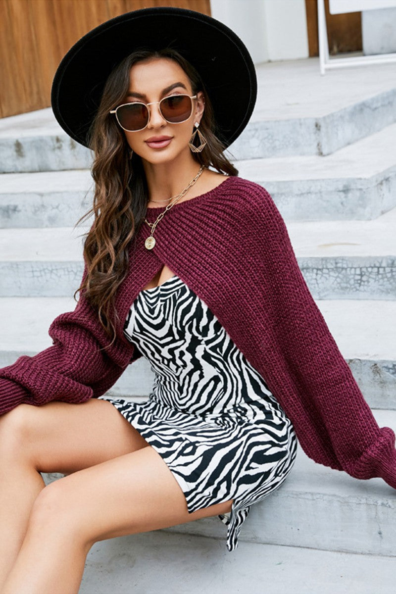 WOMEN LOOSE FIT KNITTED SHRUG CARDIGAN