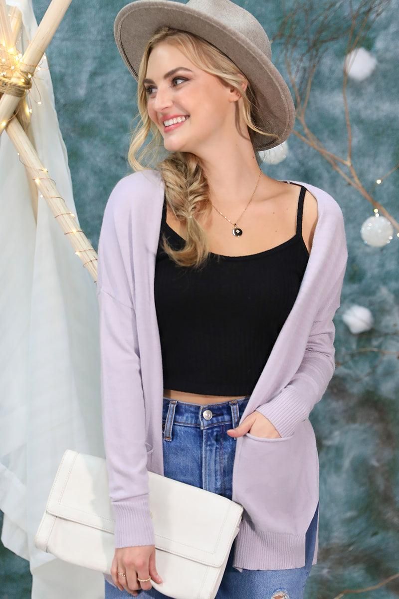 LOOSE FIT WITH POCKET SWEATER CARDIGAN - Doublju