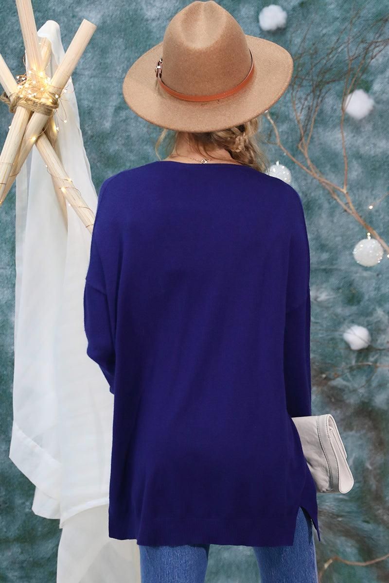 LOOSE FIT WITH POCKET SWEATER CARDIGAN - Doublju