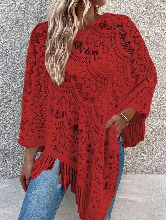 Flower solid color tassel embroidery shawl