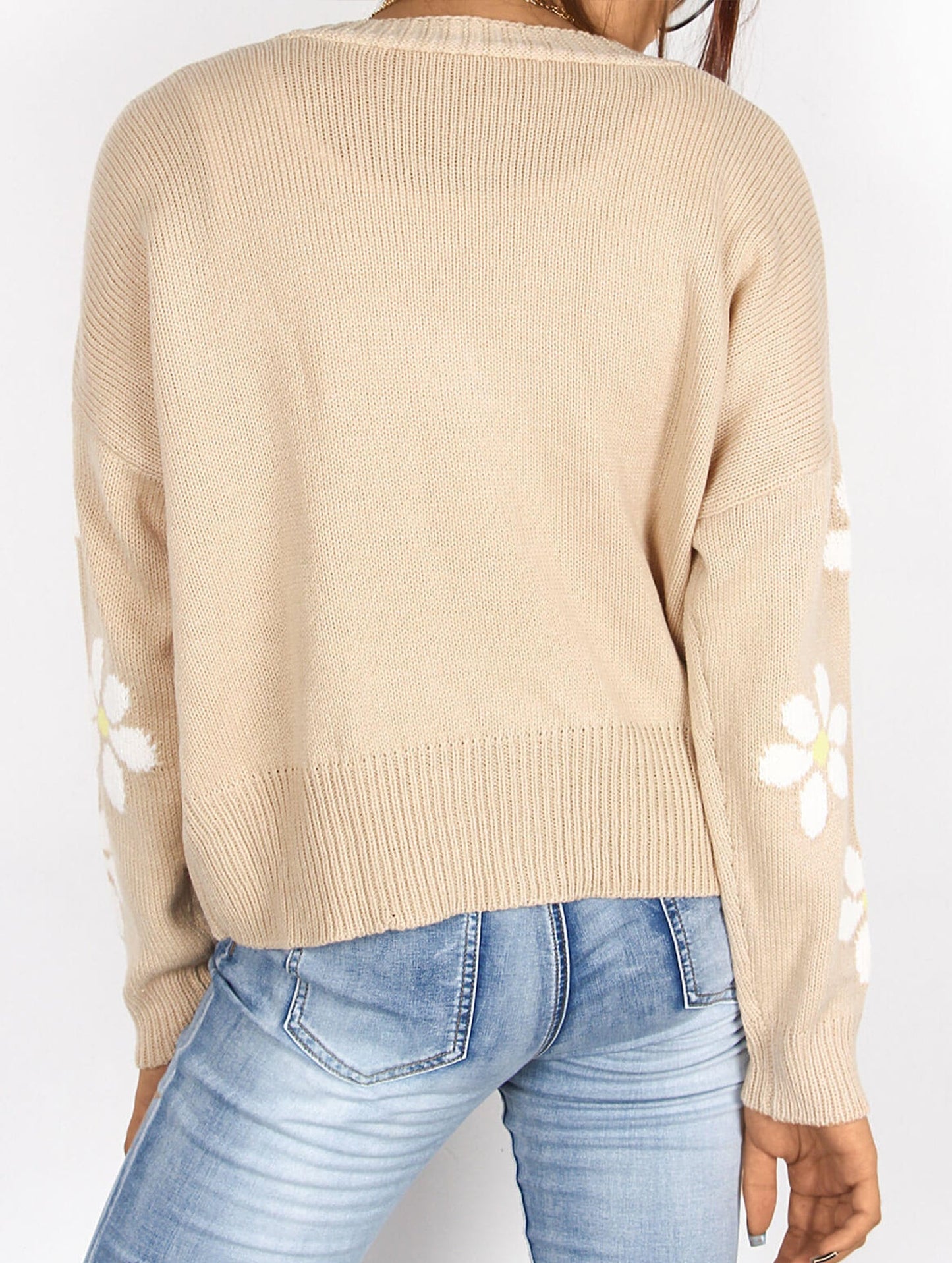 Fall Floral Button Varsity Sweater Jacket