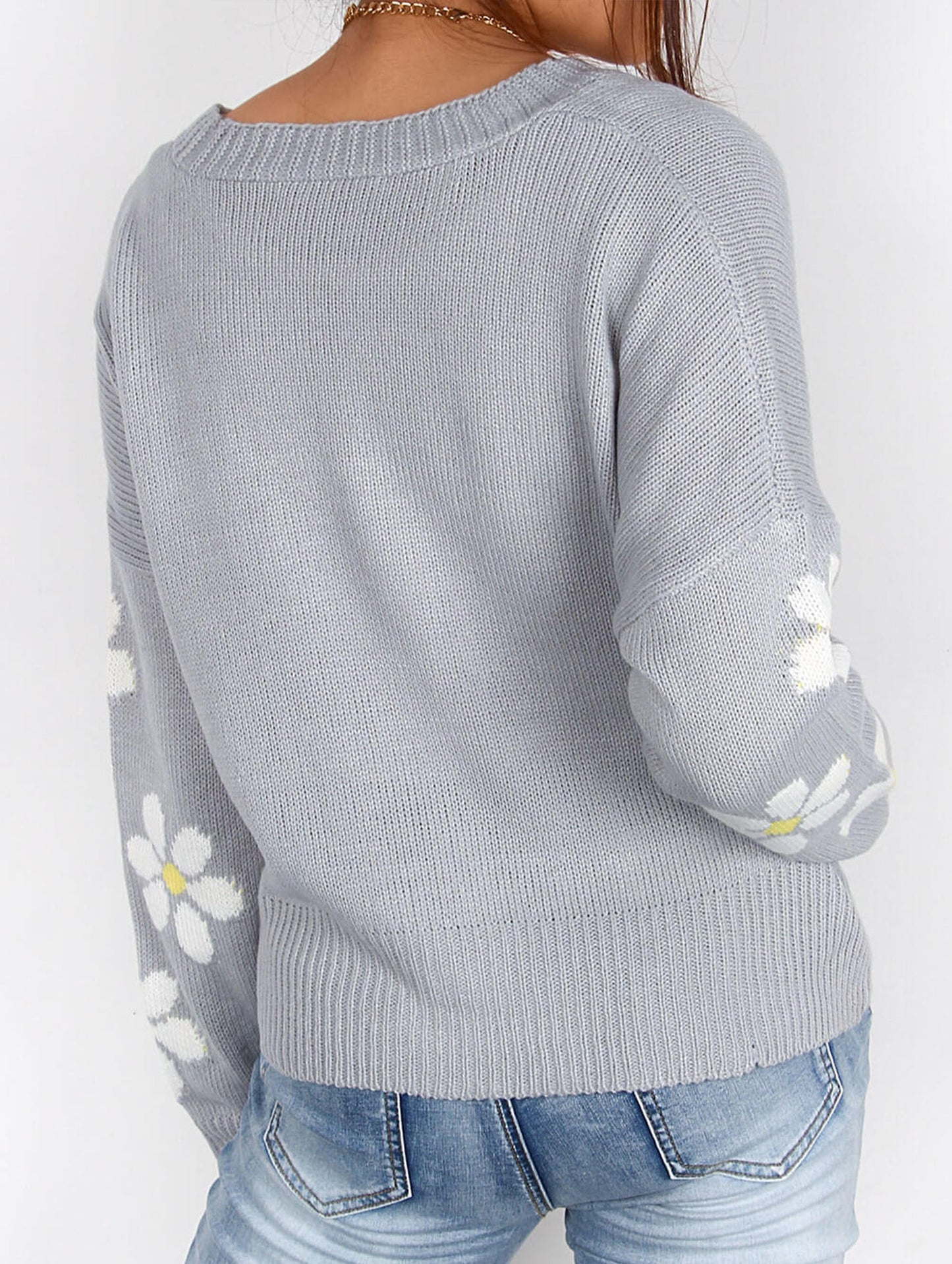 Fall Floral Button Varsity Sweater Jacket