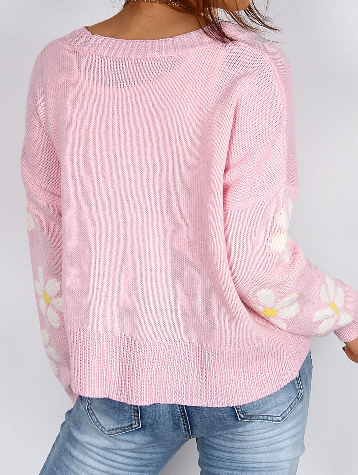 Fall Floral Button Varsity Sweater Jacket