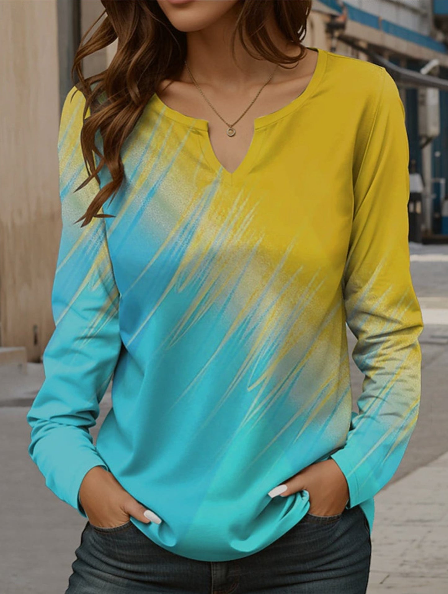 Fashionable V-neck women's T-shirt top