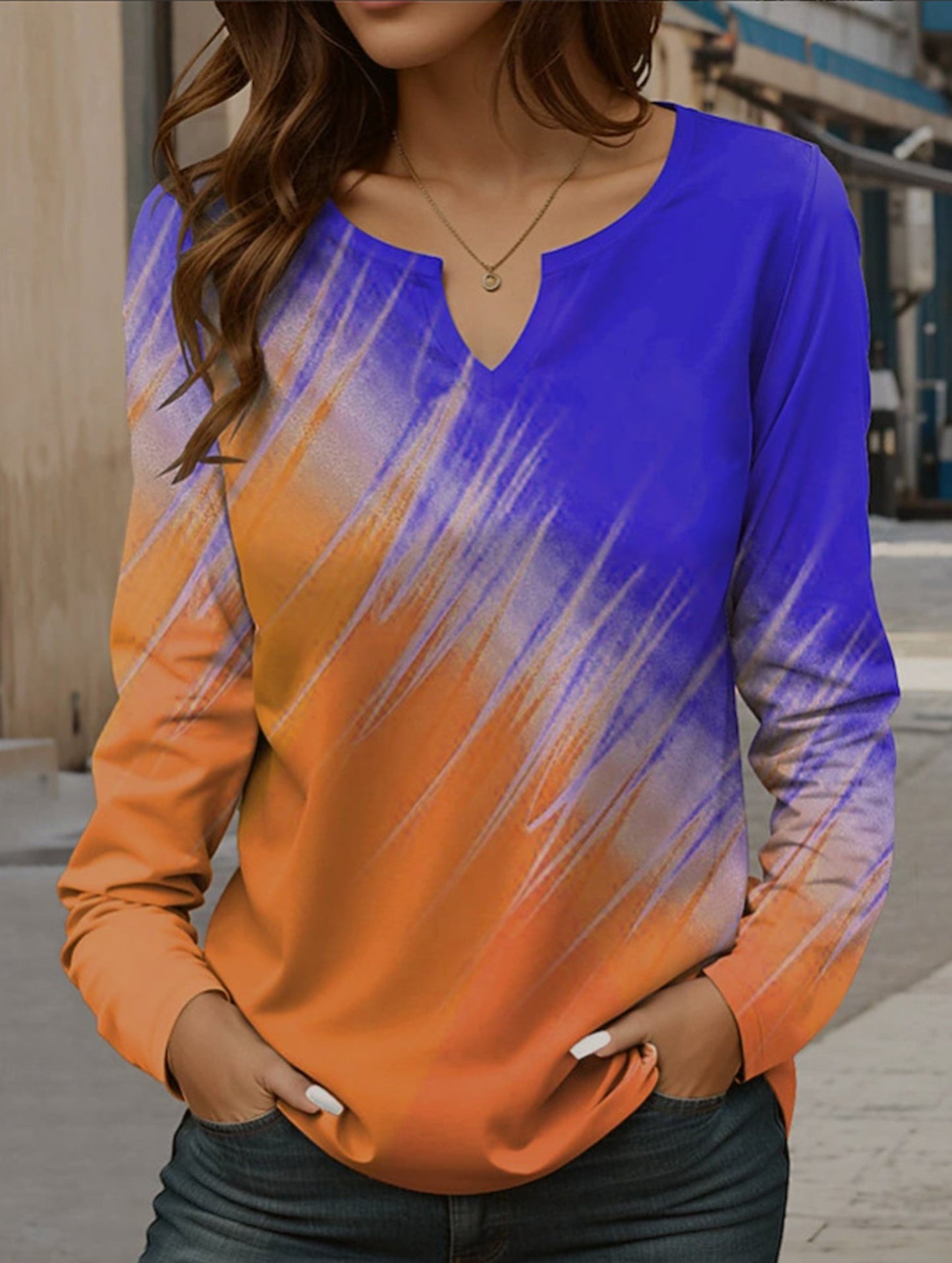 Fashionable V-neck women's T-shirt top