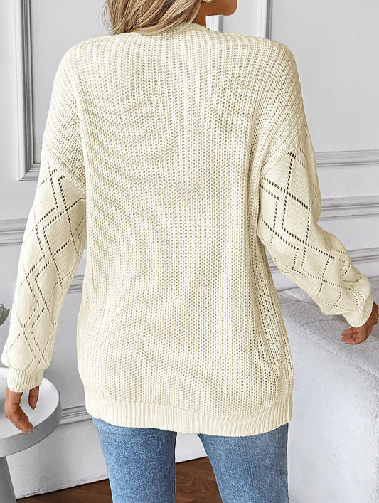 Lace stitching V-neck casual sweater
