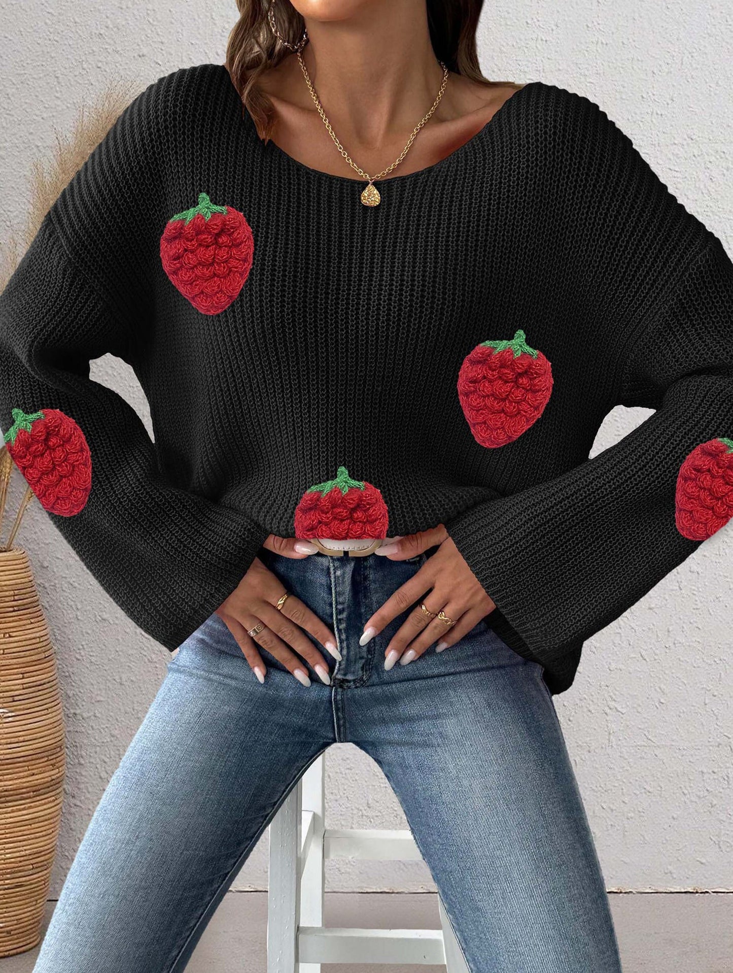 Loose Off-the-shoulder Sweater with Bell Sleeves