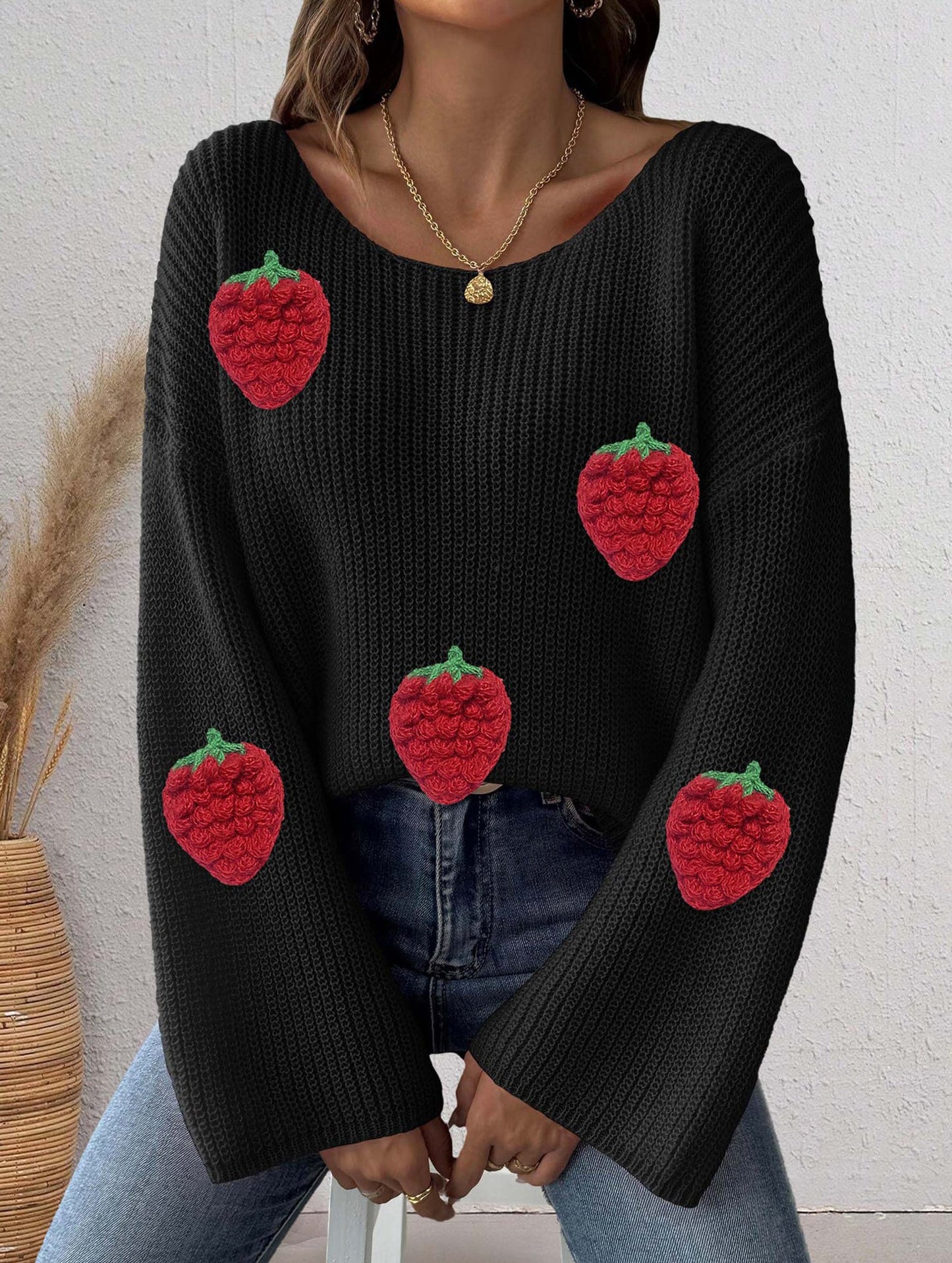 Loose Off-the-shoulder Sweater with Bell Sleeves