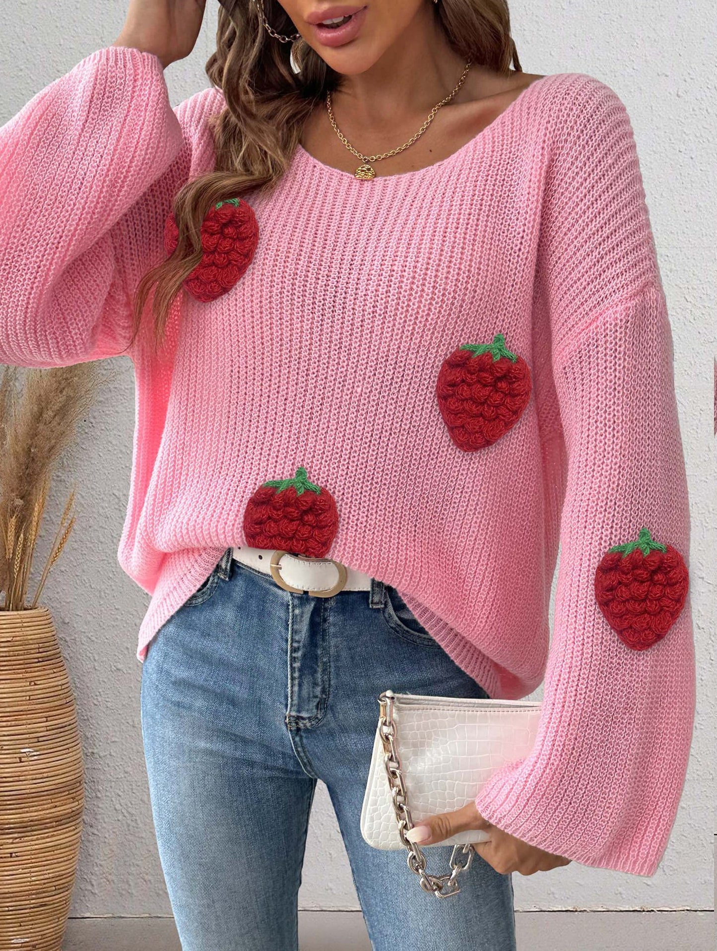 Loose Off-the-shoulder Sweater with Bell Sleeves