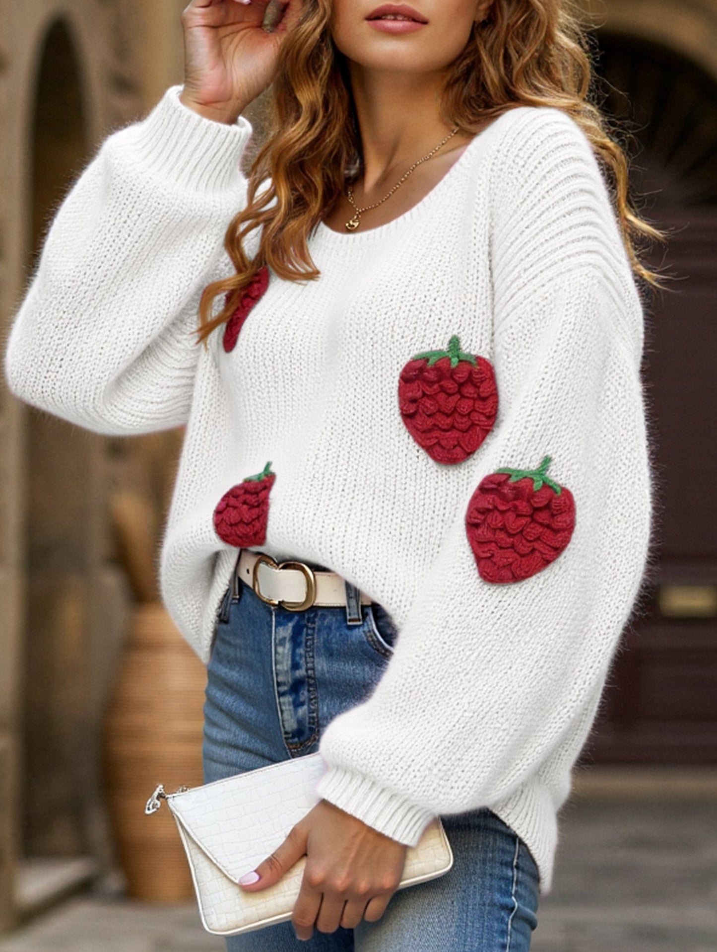 Loose Off-the-shoulder Sweater with Bell Sleeves