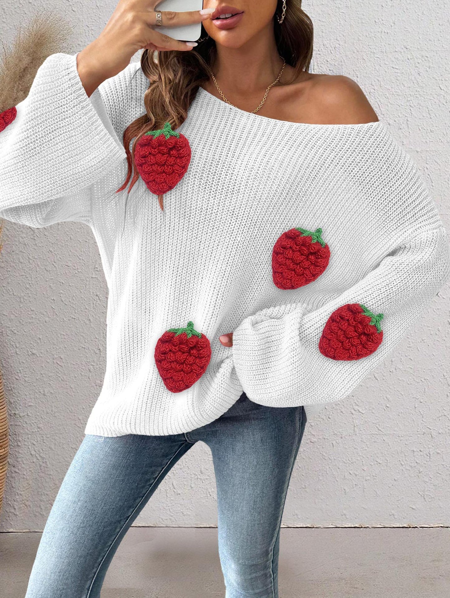 Loose Off-the-shoulder Sweater with Bell Sleeves