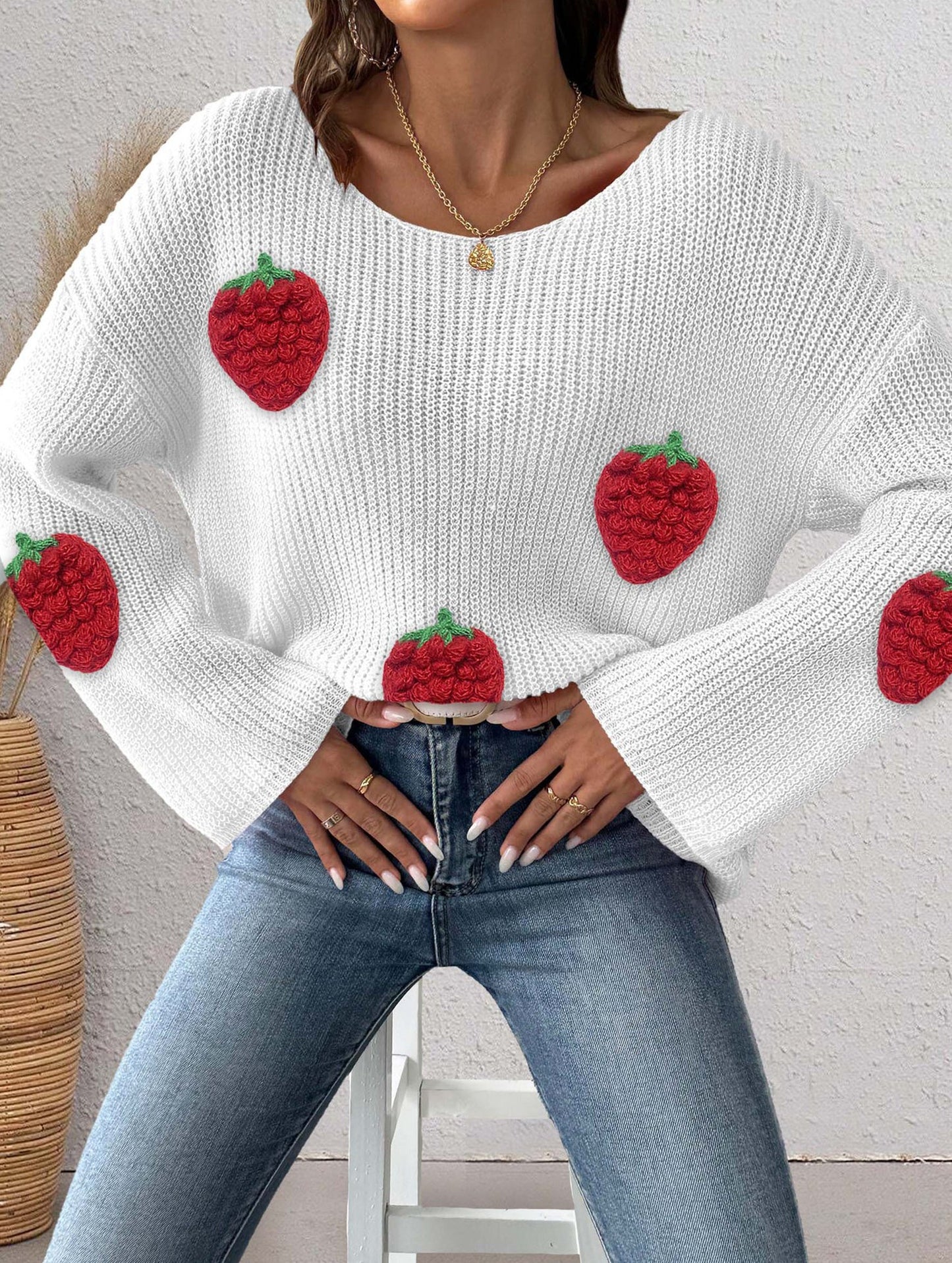 Loose Off-the-shoulder Sweater with Bell Sleeves