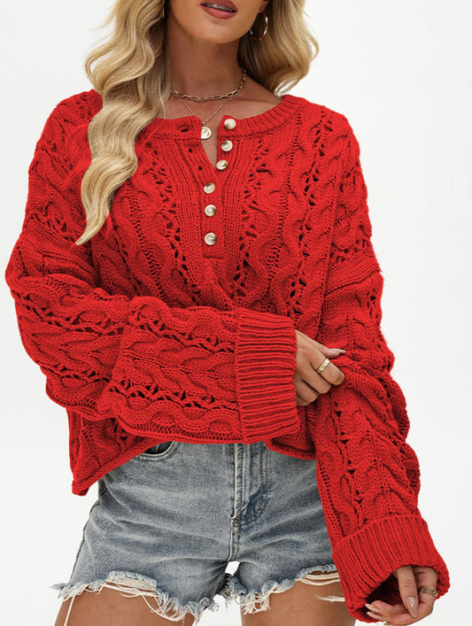 Loose solid color pullover cropped sweater