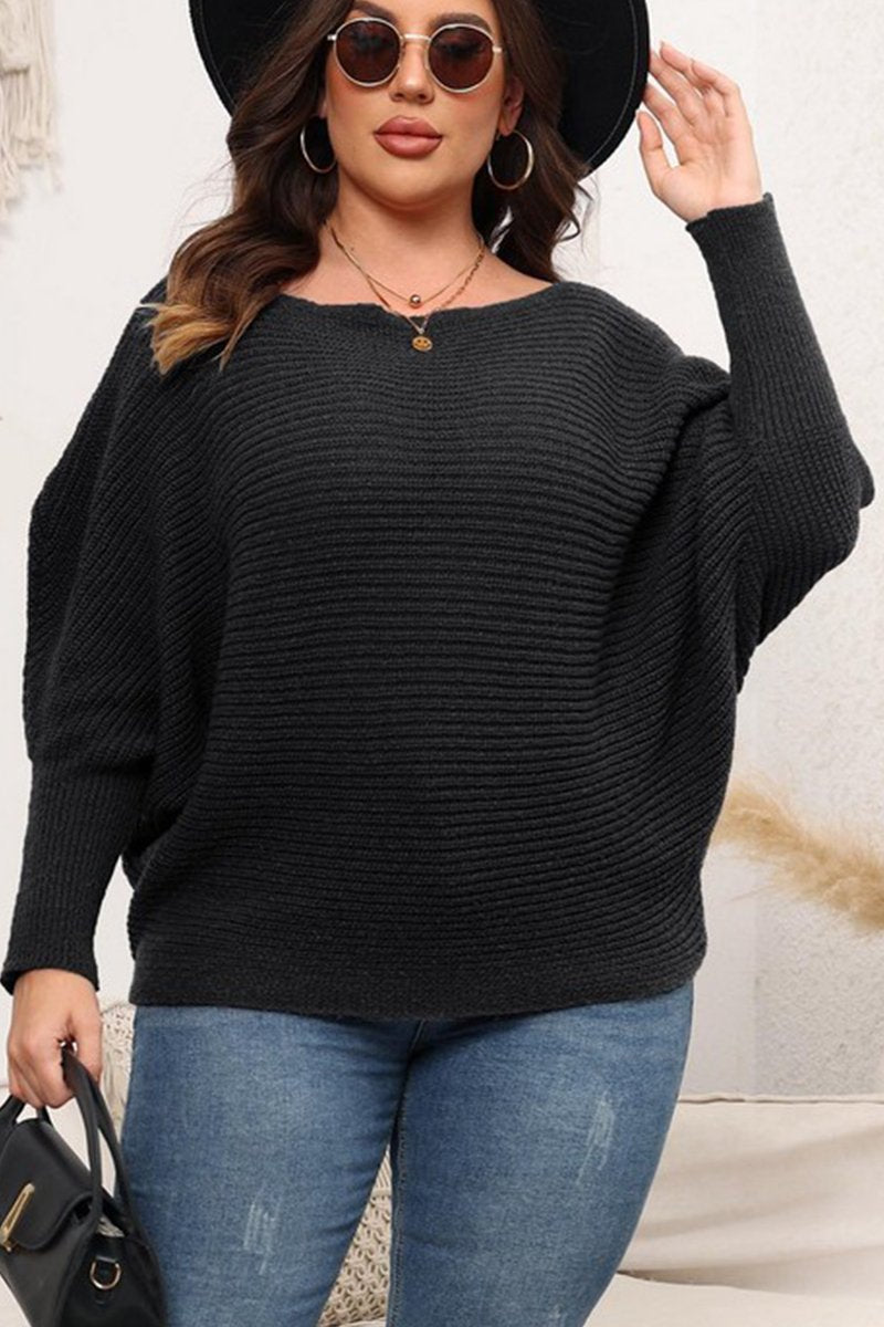 WOMEN PLUS SIZE LOOSE FIT OVERSIZED KNIT SWEATER