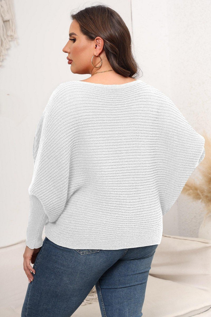 WOMEN PLUS SIZE LOOSE FIT OVERSIZED KNIT SWEATER