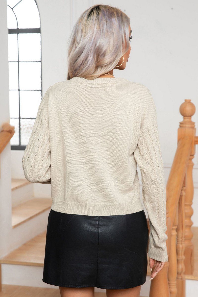 WOMEN WINTER CASUAL LONG SLEEVE KNIT SWEATER