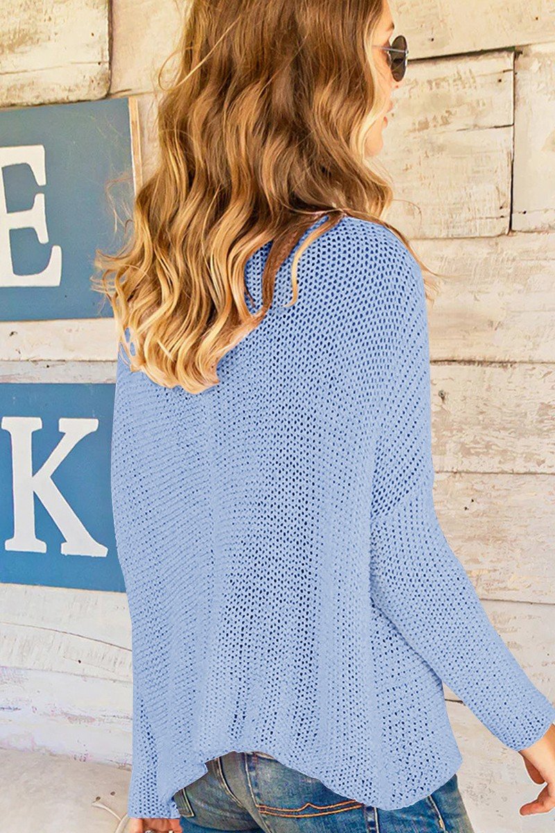 WOMEN FISHERMAN CROCHET KNITTED LOOSE FIT SWEATER