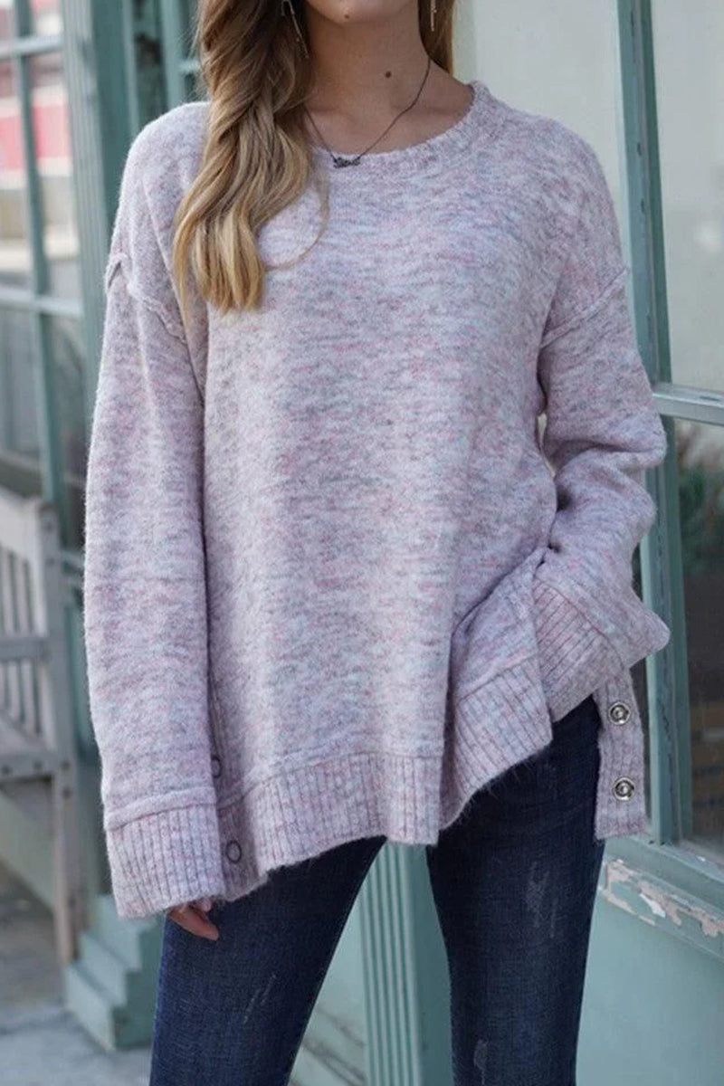 ROUND NECK KNIT LONG SLEEVE CASUAL SWEATER
