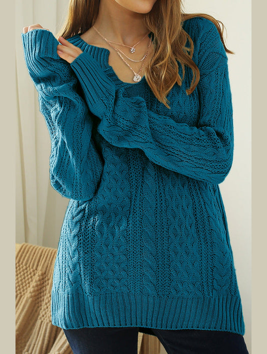 LOOSE FIT CABLE KNIT CASUAL SWEATER