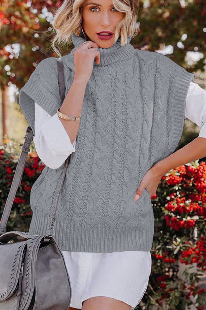 WOMENS PULLOVER HIGH NECK SLEEVELESS SWEATER