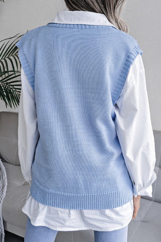 WOMEN OVERSIZED LOOSE FIT RIBBED KNIT VEST