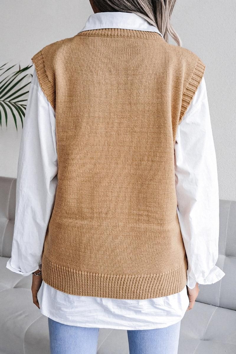 HOLLOW KNIT VEST SWEATER FOR WOMEN - Doublju