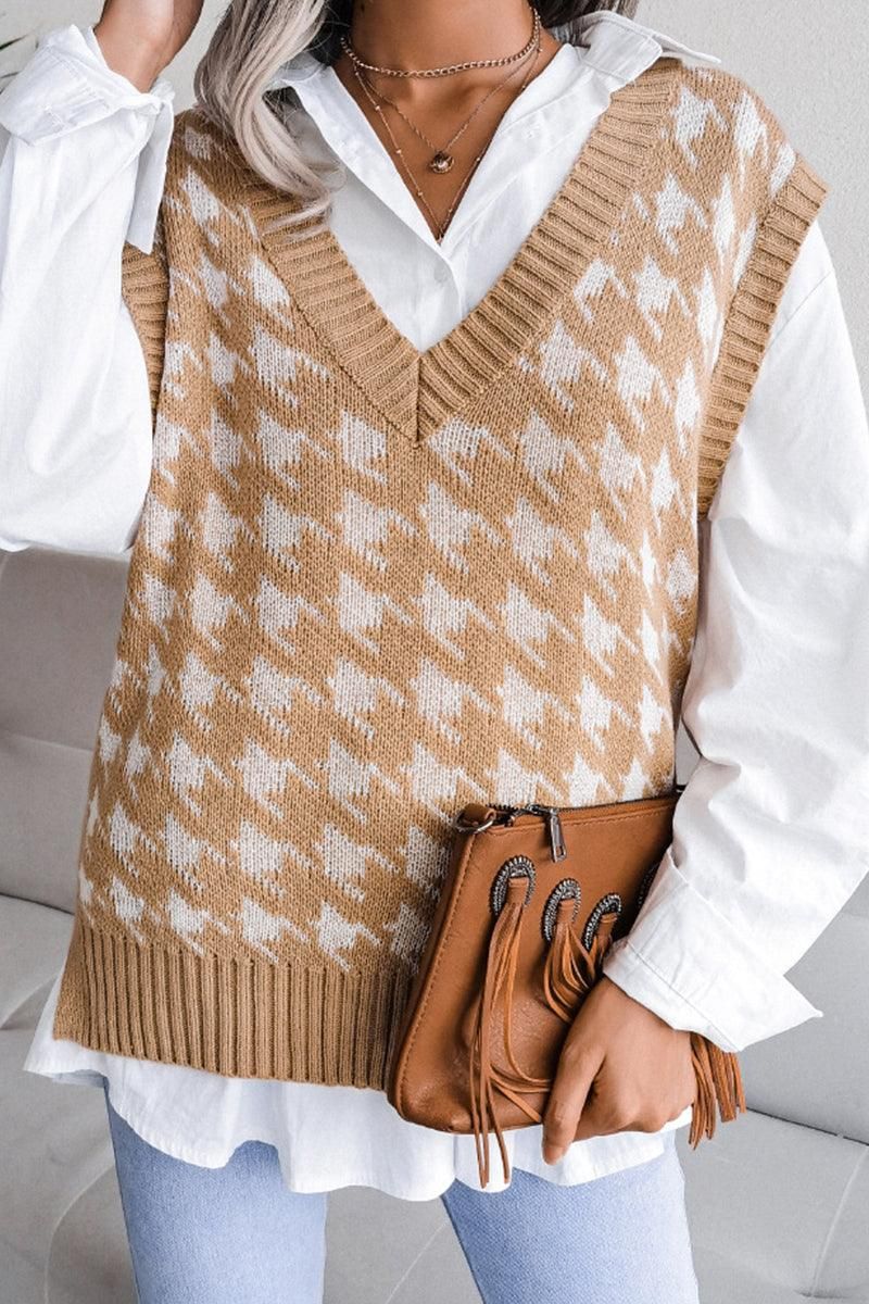 WOMEN RIBBED PATTERN SWEAT VEST - Doublju