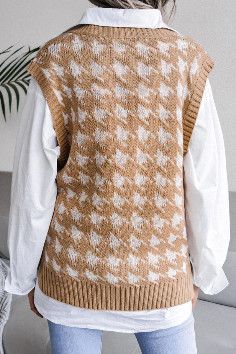 WOMEN RIBBED PATTERN SWEAT VEST - Doublju