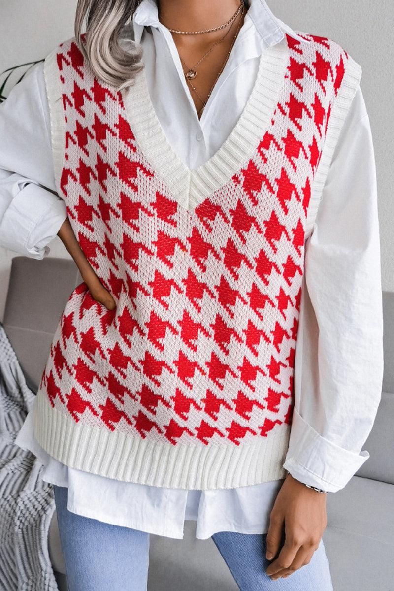 WOMEN RIBBED PATTERN SWEAT VEST - Doublju