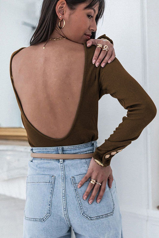 WOMEN BUTTONED CUFF SLEEVE BODYSUIT