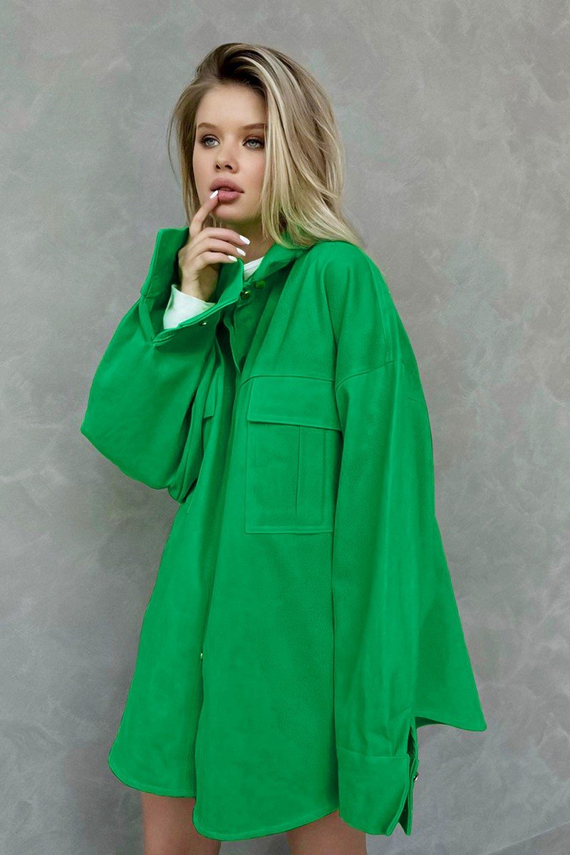 WOMEN OVERSIZED LOOSE FIT SHACKET AND SHORTS SET