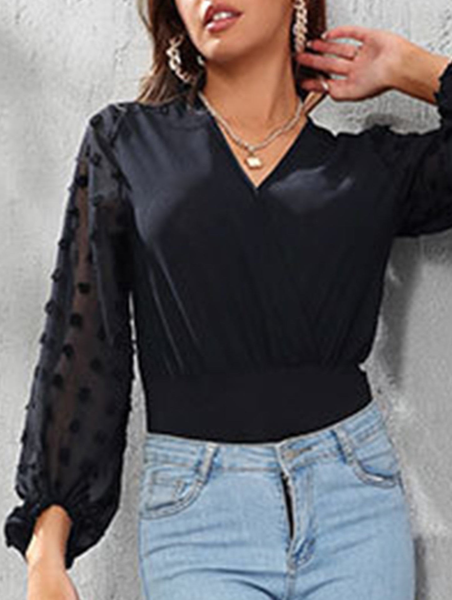 Mesh patchwork sheer jumpsuit